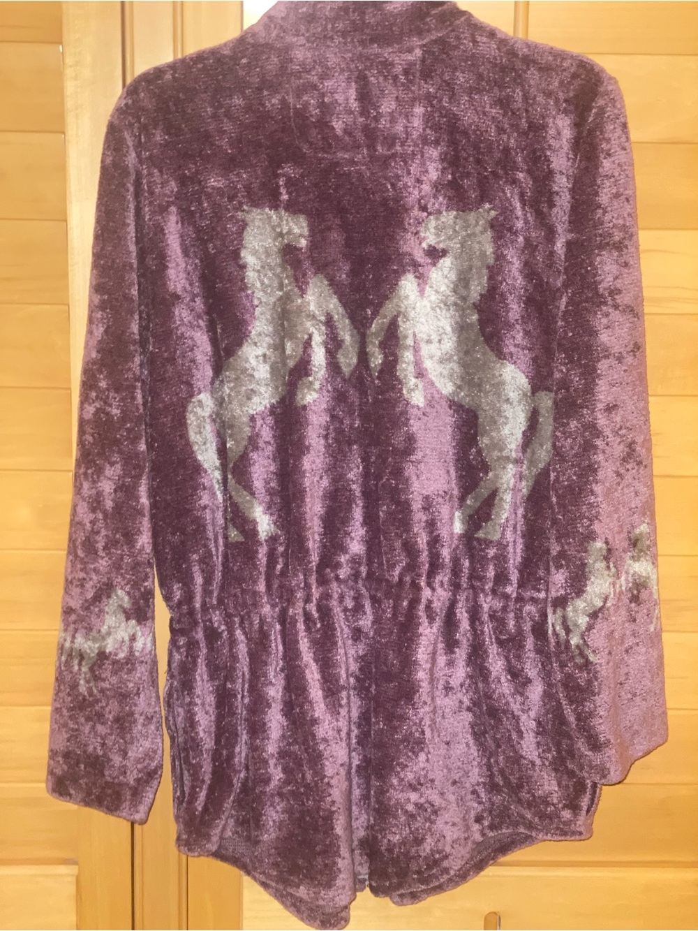 Vintage County Clothing Co Purple Crushed Velvet Horse Print Western Jacket